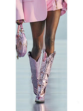 Women's High-heeled Metal Pointed-toe Bowknot Embroidered Boots - Fashionner